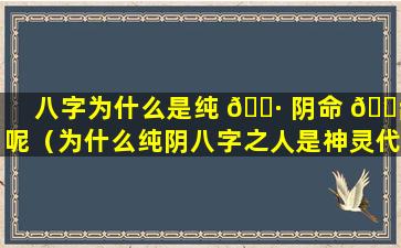 八字为什么是纯 🕷 阴命 🐡 呢（为什么纯阴八字之人是神灵代言人）